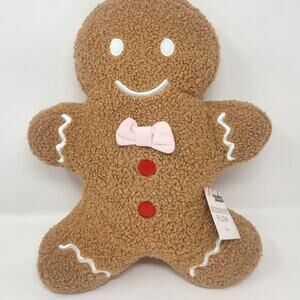 Gingerbread Man Pink Bow Tie Pillow